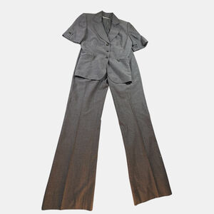 Tahari Arthur Levine Pant Suit Womens 6 Gray 2 Piece Blazer Pants Career Office
